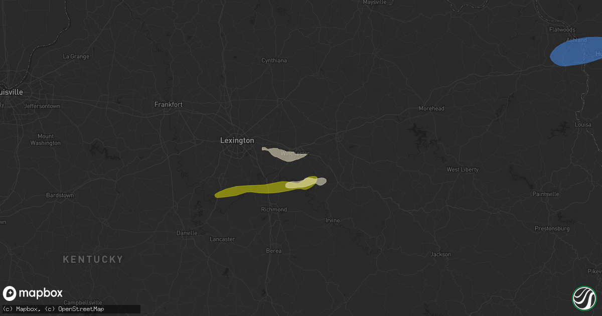 Hail map in Winchester, KY on February 28, 2024