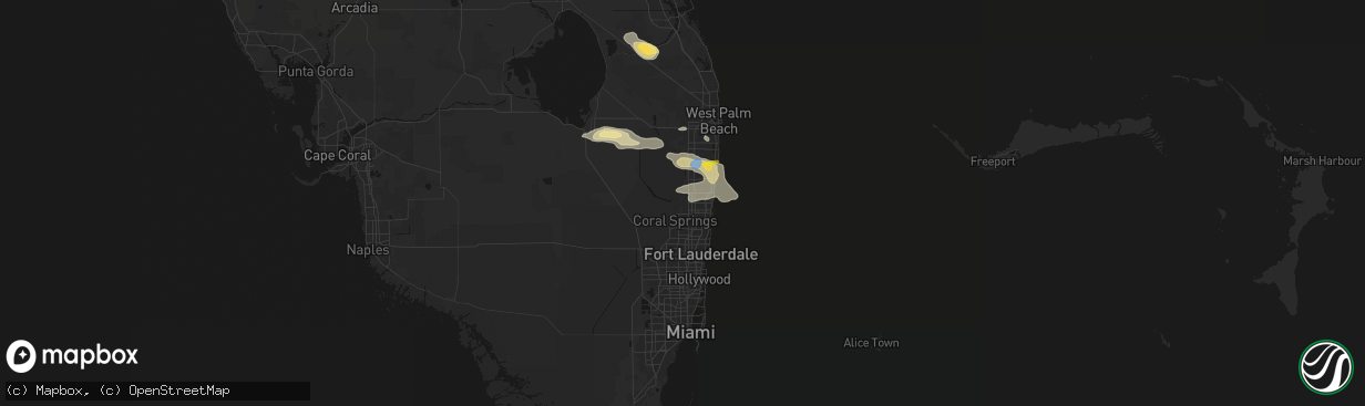 Hail map in Boca Raton, FL on February 28, 2026