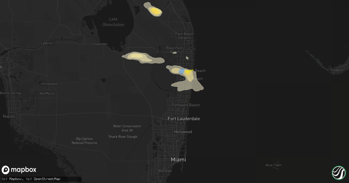 Hail map in Boca Raton, FL on February 28, 2026