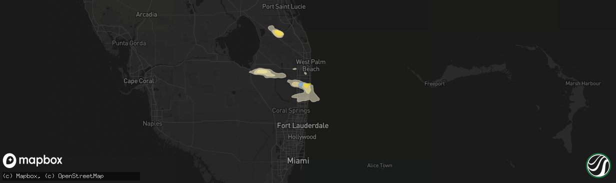 Hail map in Delray Beach, FL on February 28, 2026