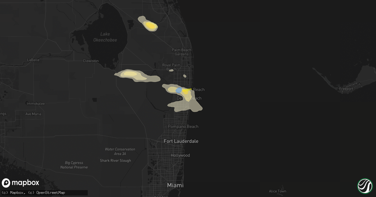 Hail map in Delray Beach, FL on February 28, 2026
