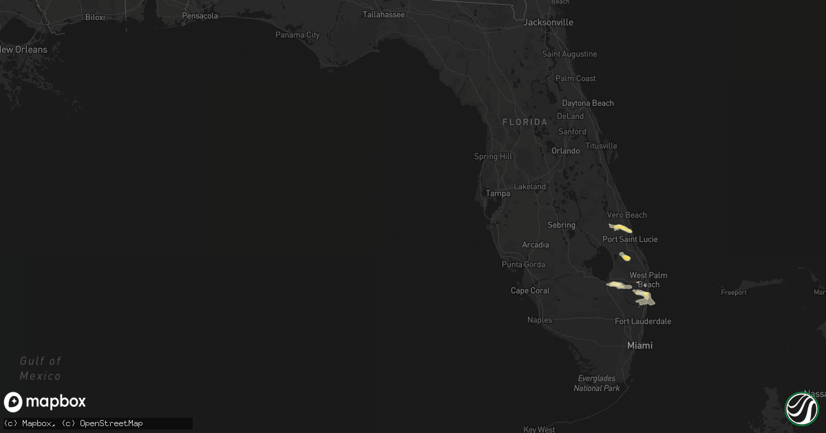 Hail map in Florida on February 28, 2026
