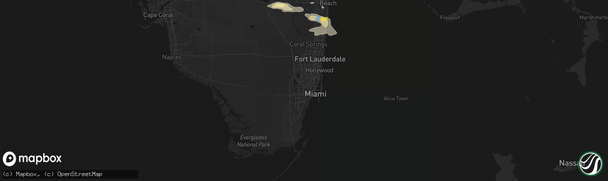 Hail map in Miami, FL on February 28, 2026