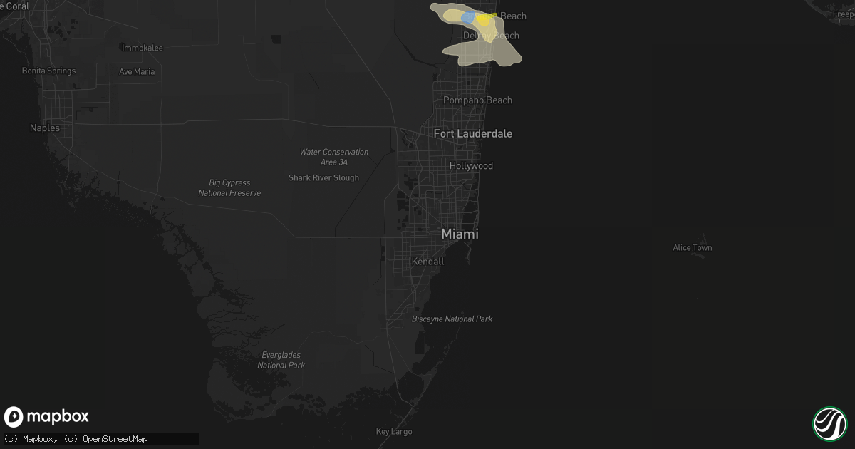 Hail map in Miami, FL on February 28, 2026
