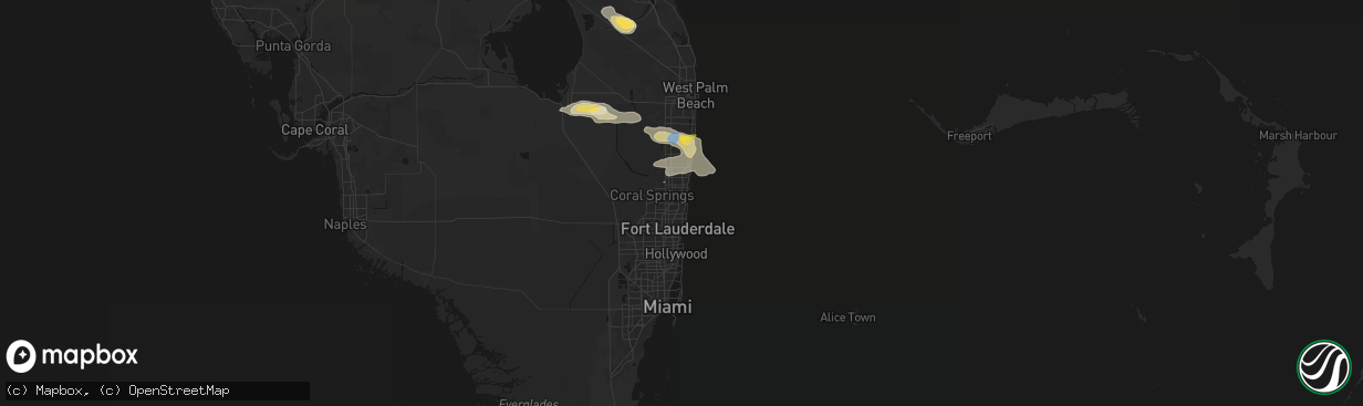 Hail map in Pompano Beach, FL on February 28, 2026