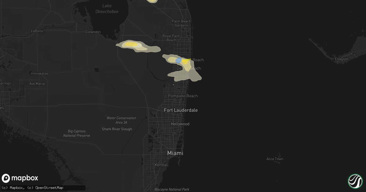 Hail map in Pompano Beach, FL on February 28, 2026