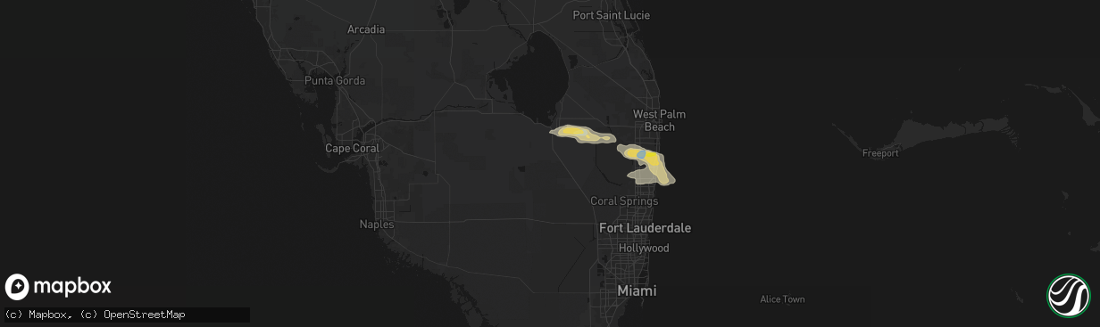 Hail map in South Bay, FL on February 28, 2026