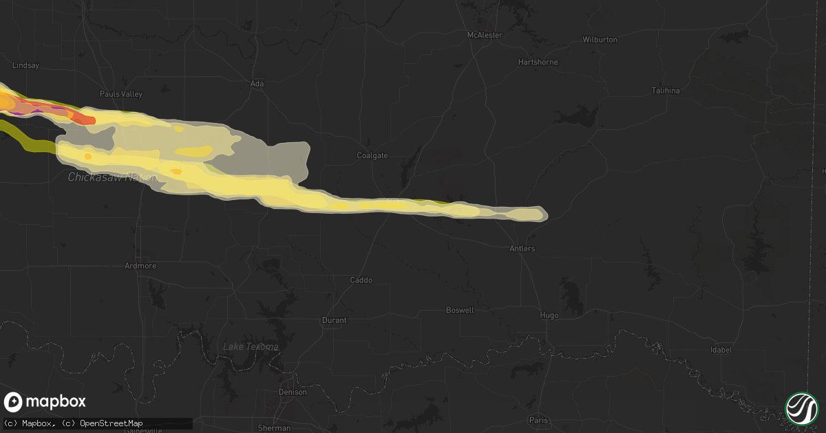 Hail map in Atoka, OK on February 29, 2016