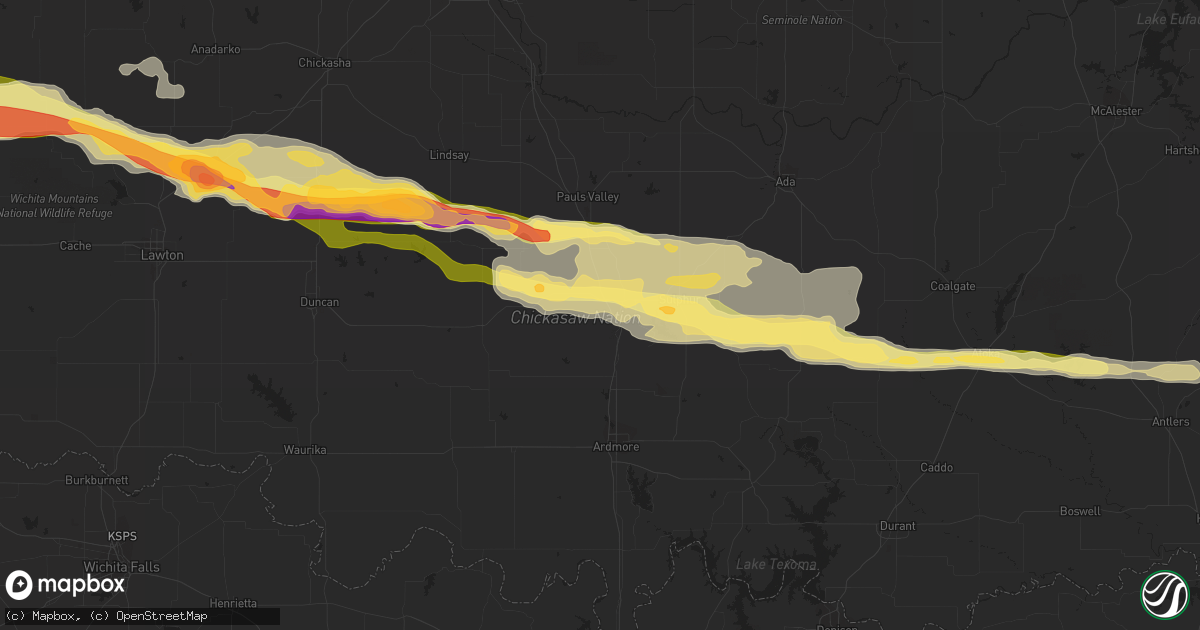 Hail map in Davis, OK on February 29, 2016