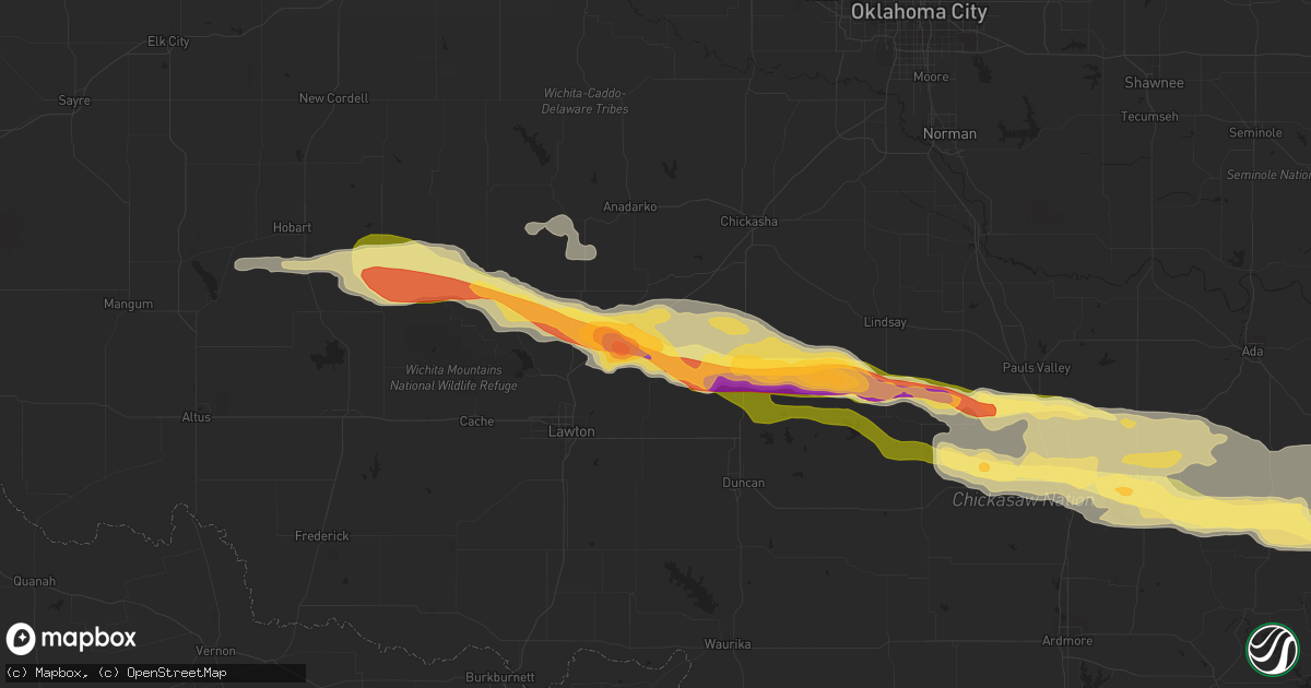 Hail map in Fletcher, OK on February 29, 2016