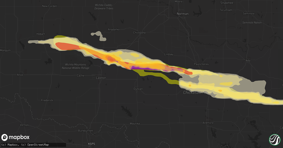 Hail map in Marlow, OK on February 29, 2016