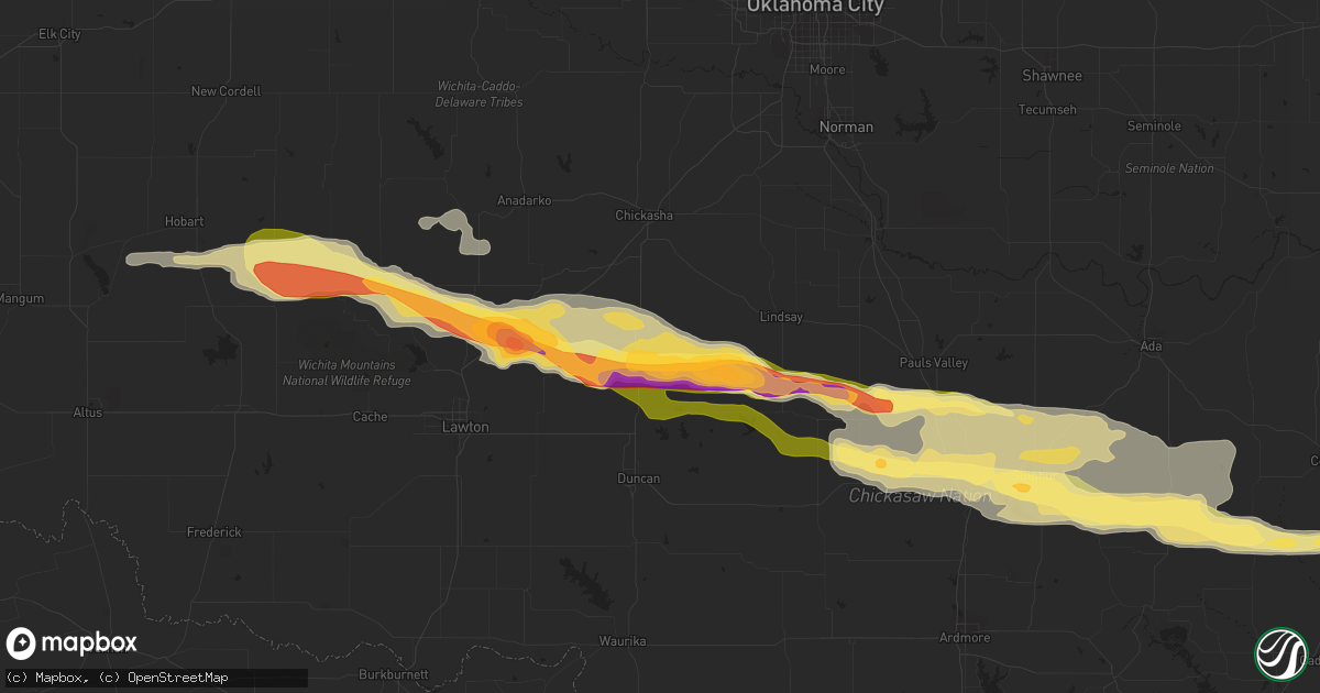 Hail map in Rush Springs, OK on February 29, 2016