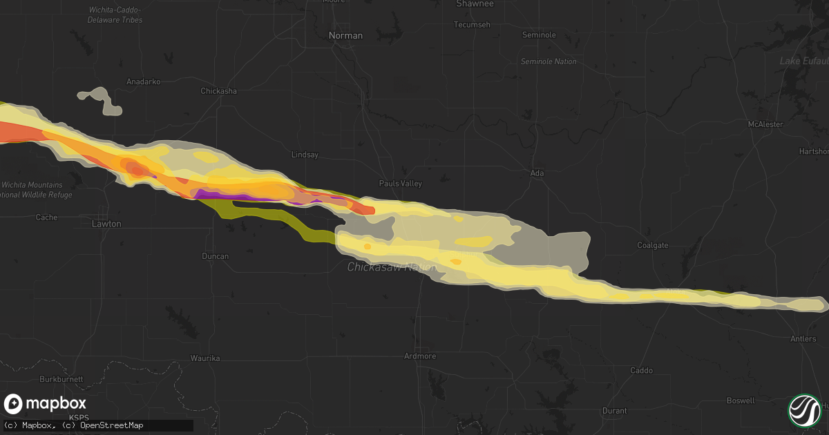 Hail map in Wynnewood, OK on February 29, 2016