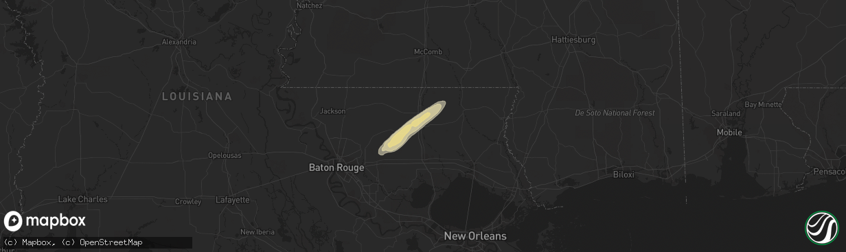 Hail map in Amite, LA on February 29, 2024