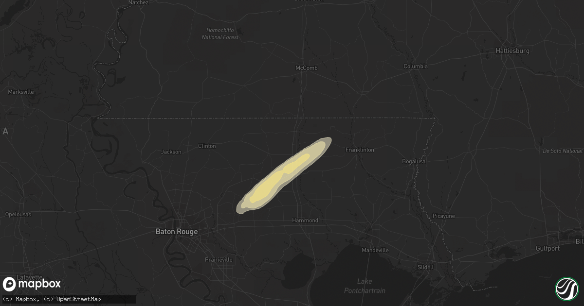 Hail map in Fluker, LA on February 29, 2024
