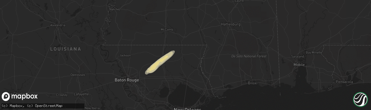 Hail map in Franklinton, LA on February 29, 2024