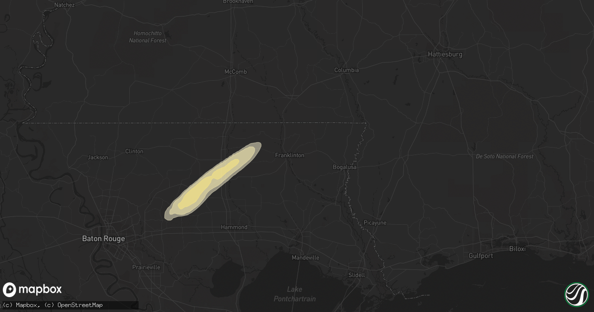 Hail map in Franklinton, LA on February 29, 2024