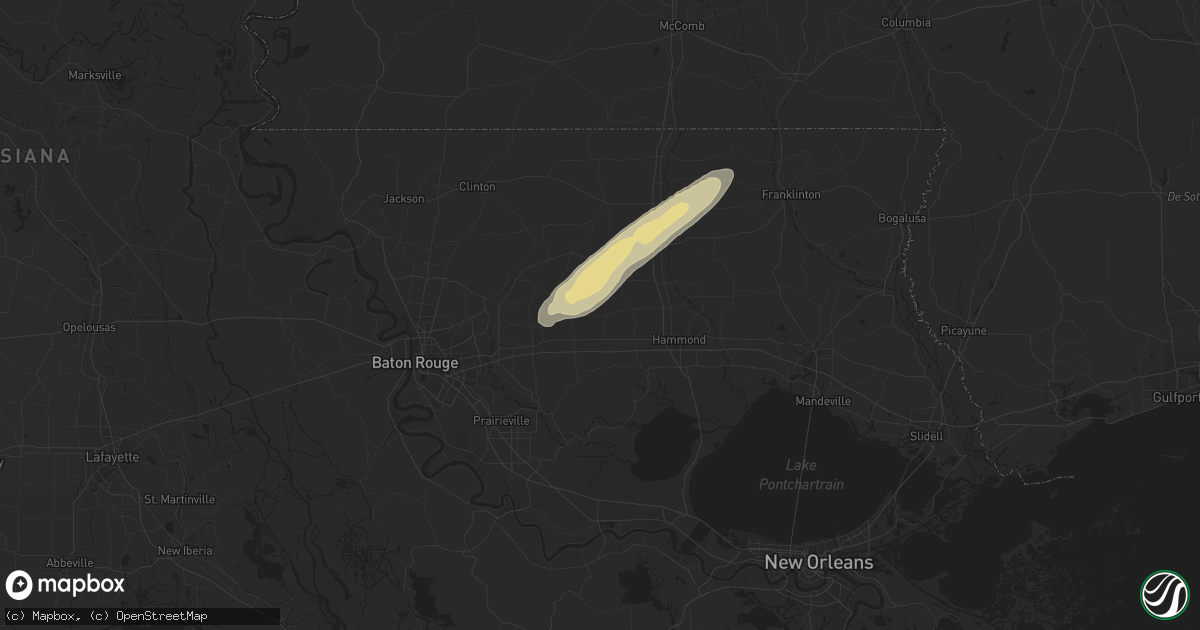 Hail map in Holden, LA on February 29, 2024