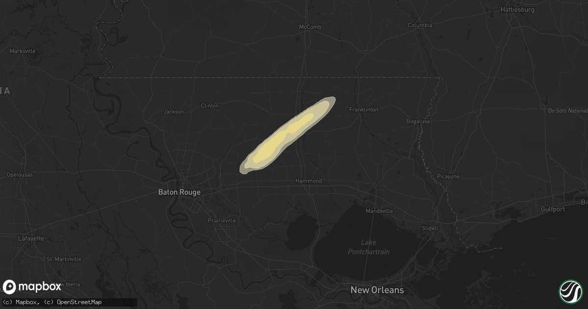 Hail map in Independence, LA on February 29, 2024