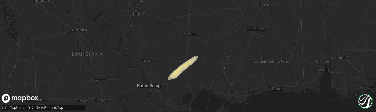 Hail map in Kentwood, LA on February 29, 2024