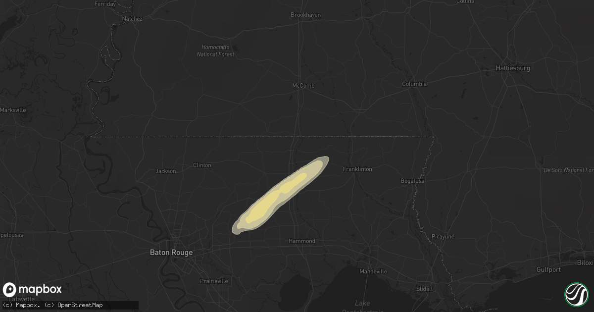 Hail map in Kentwood, LA on February 29, 2024