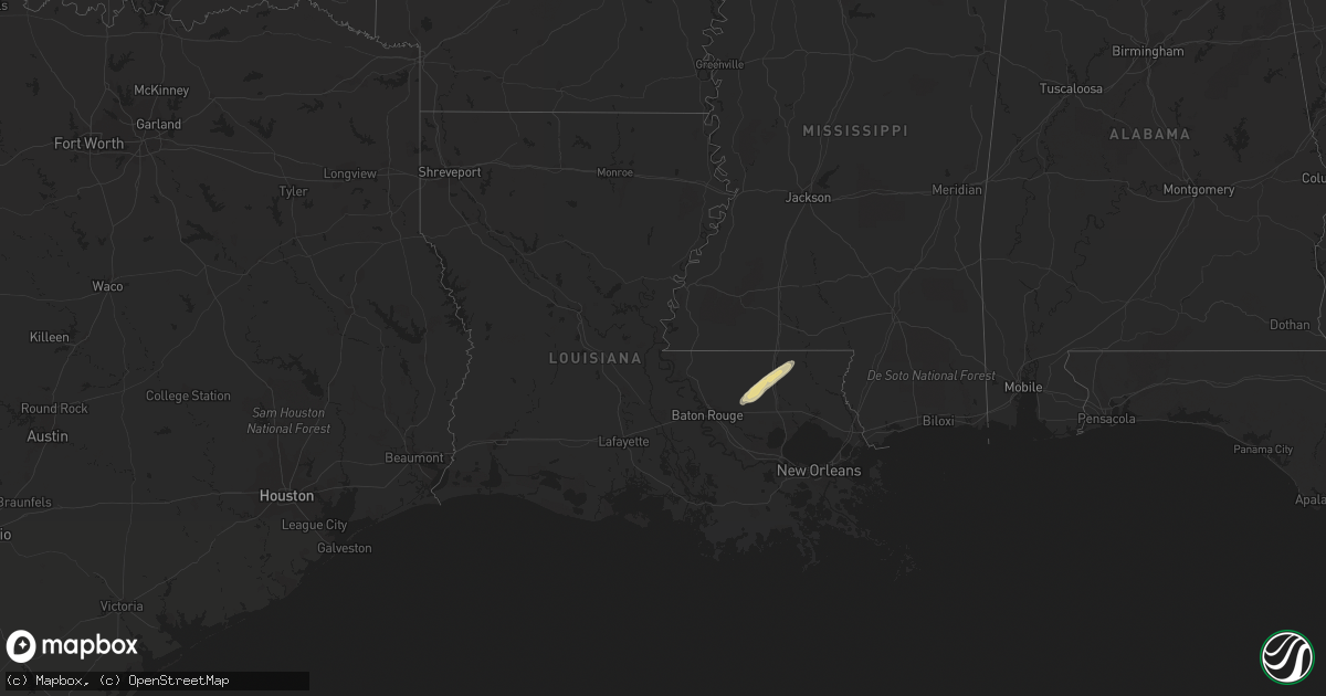 Hail map in Louisiana on February 29, 2024
