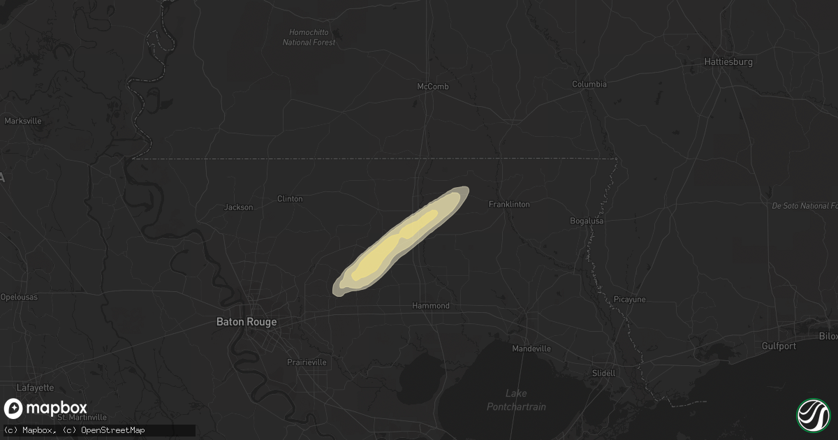 Hail map in Roseland, LA on February 29, 2024
