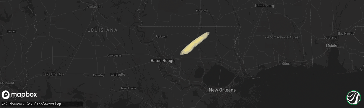 Hail map in Walker, LA on February 29, 2024