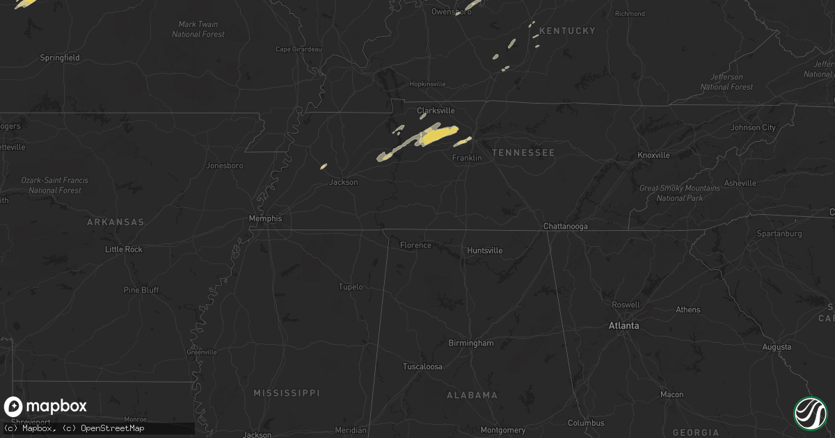 Hail map in Alabama on March 1, 2012