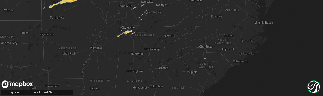 Hail map on March 1, 2012