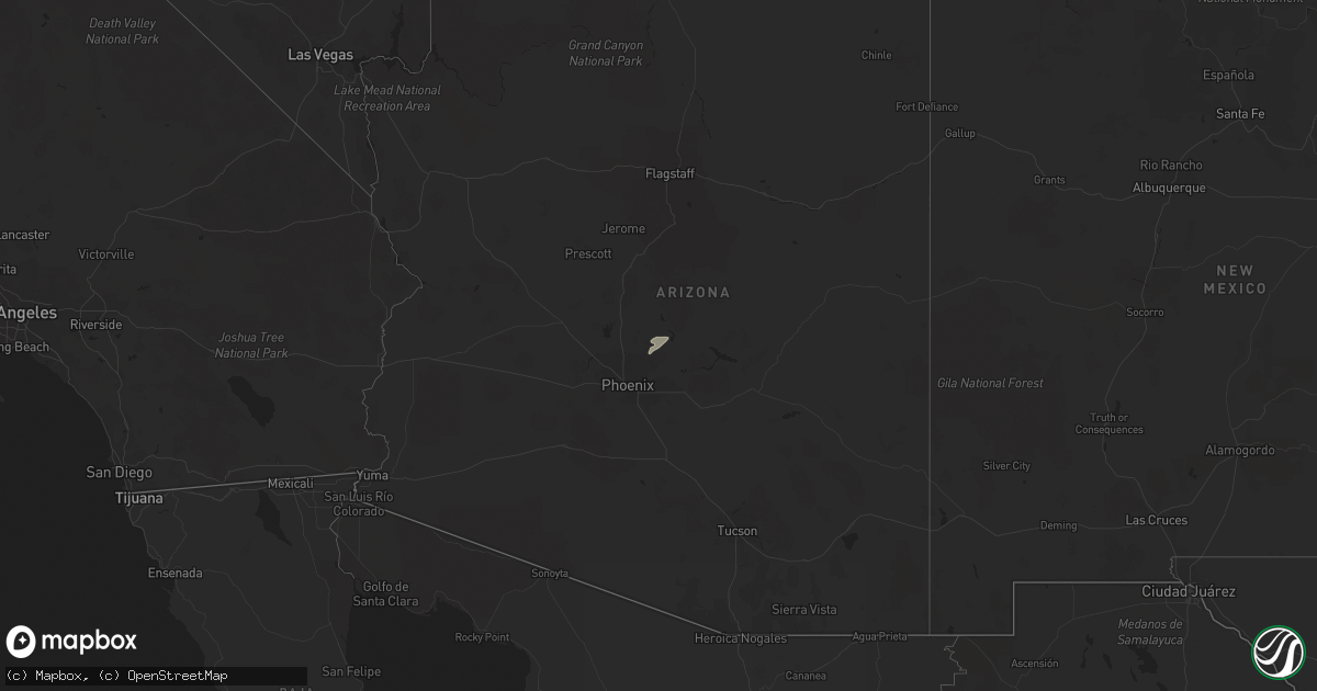 Hail map in Arizona on March 1, 2014