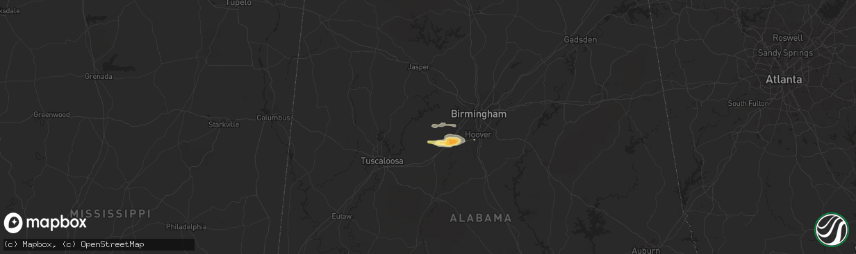 Hail map in Adger, AL on March 1, 2016