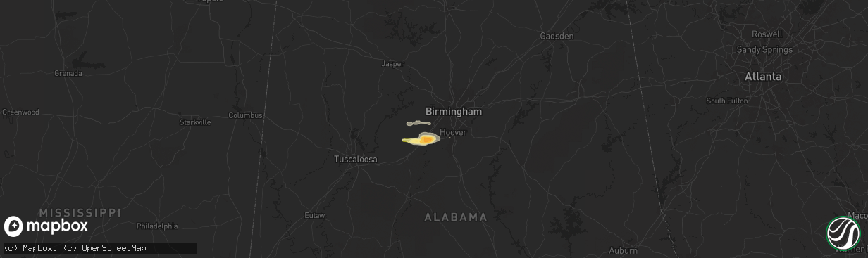 Hail map in Bessemer, AL on March 1, 2016