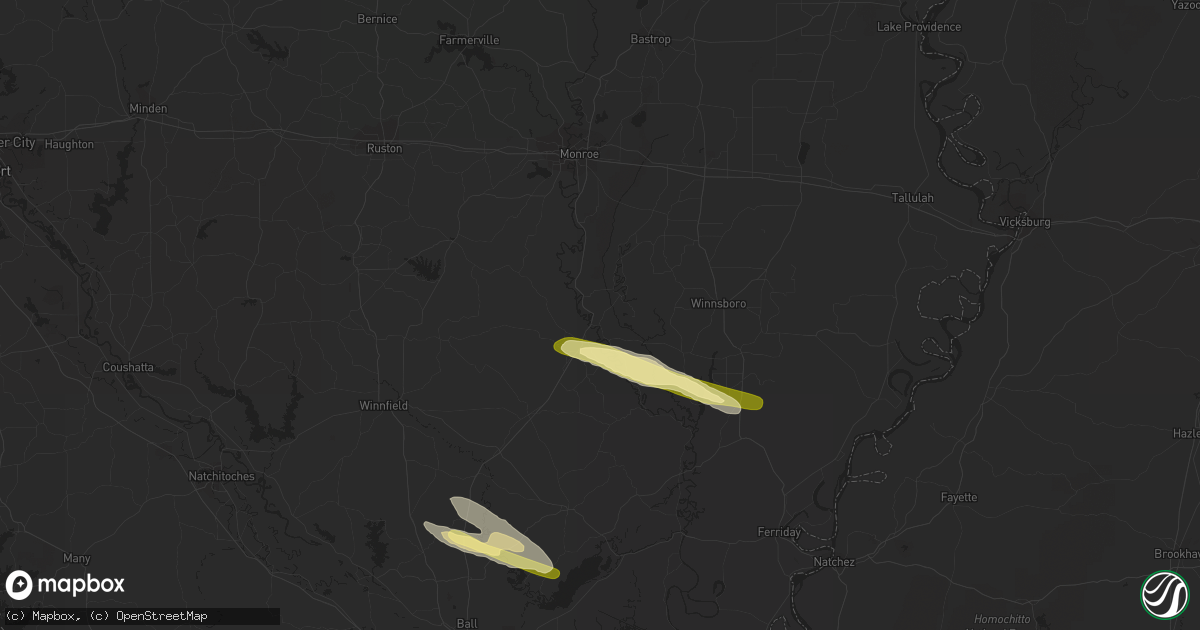 Hail map in Columbia, LA on March 1, 2016