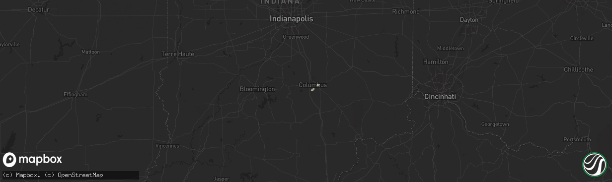 Hail map in Columbus, IN on March 1, 2016