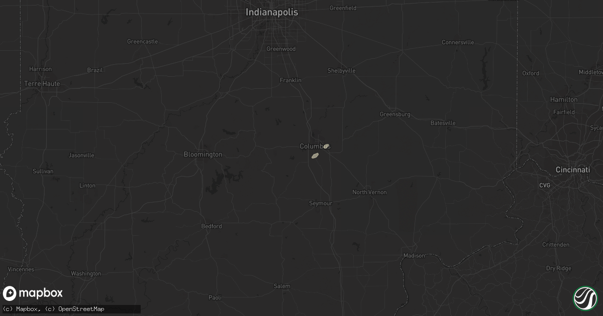 Hail map in Columbus, IN on March 1, 2016
