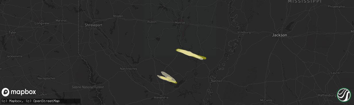 Hail map in Grayson, LA on March 1, 2016