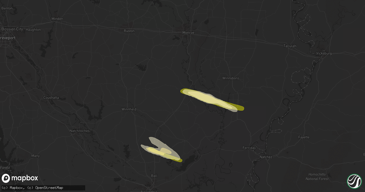 Hail map in Grayson, LA on March 1, 2016