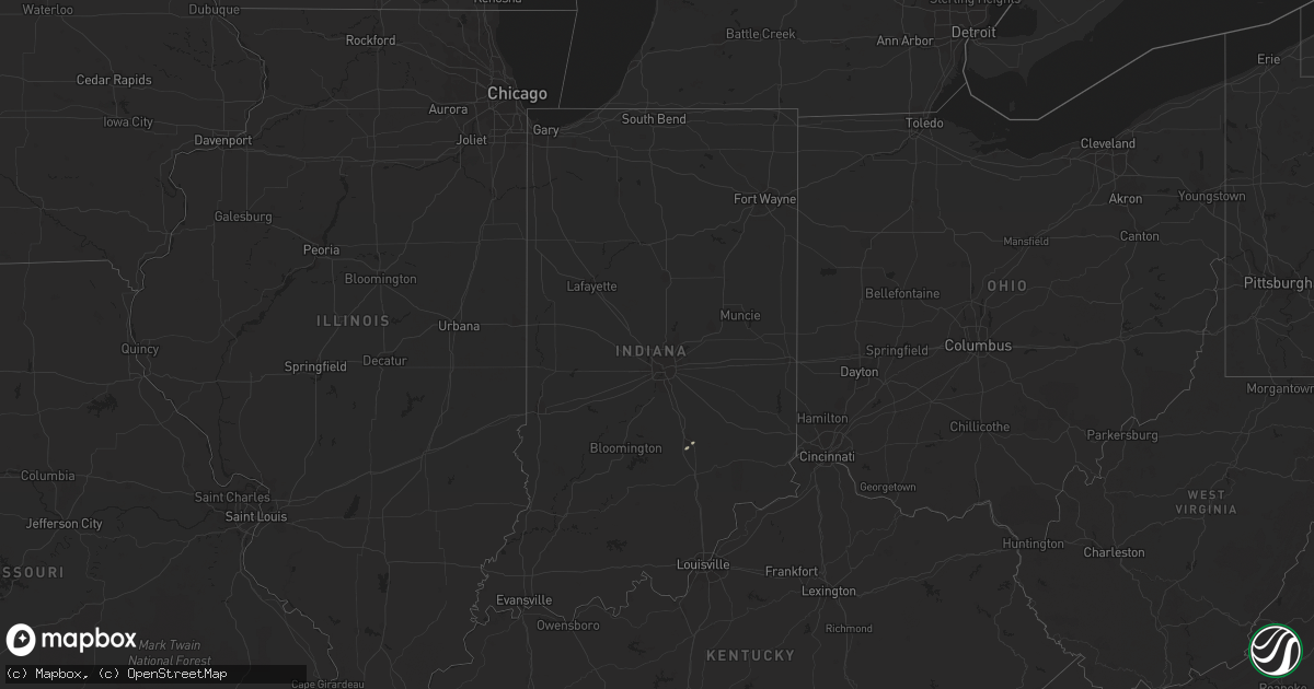Hail map in Indiana on March 1, 2016