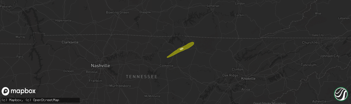 Hail map in Livingston, TN on March 1, 2016