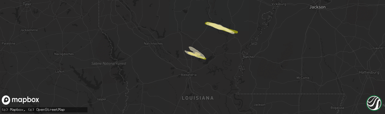 Hail map in Pollock, LA on March 1, 2016