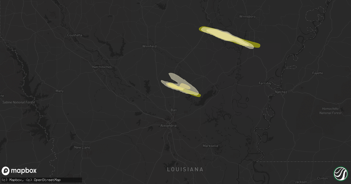 Hail map in Pollock, LA on March 1, 2016