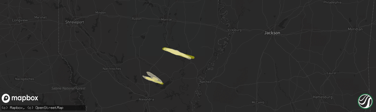 Hail map in Wisner, LA on March 1, 2016