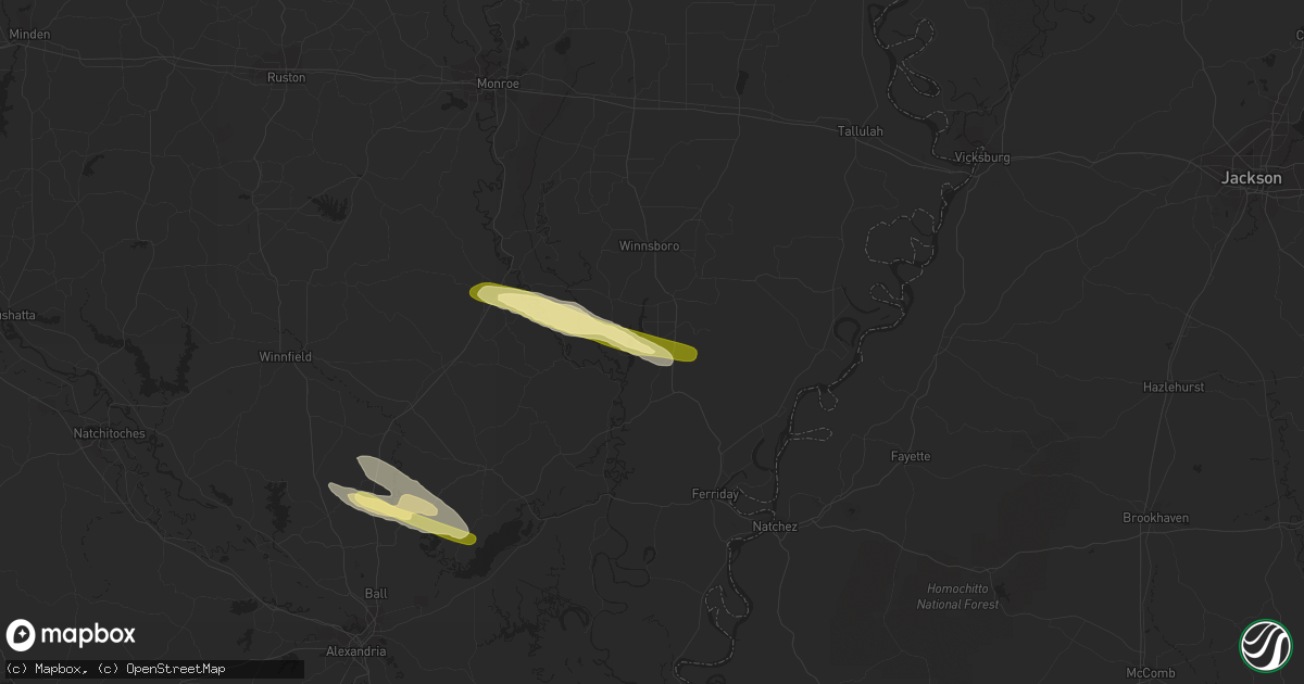 Hail map in Wisner, LA on March 1, 2016