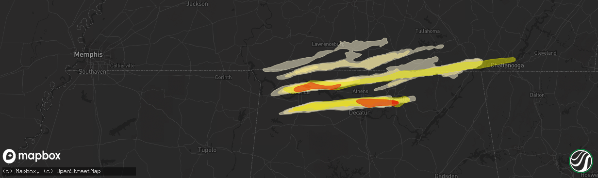 Hail map in Florence, AL on March 1, 2017