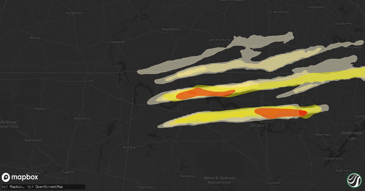 Hail map in Florence, AL on March 1, 2017