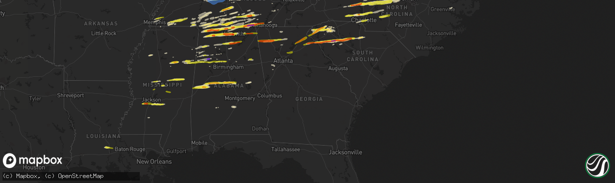 Hail map in Georgia on March 1, 2017