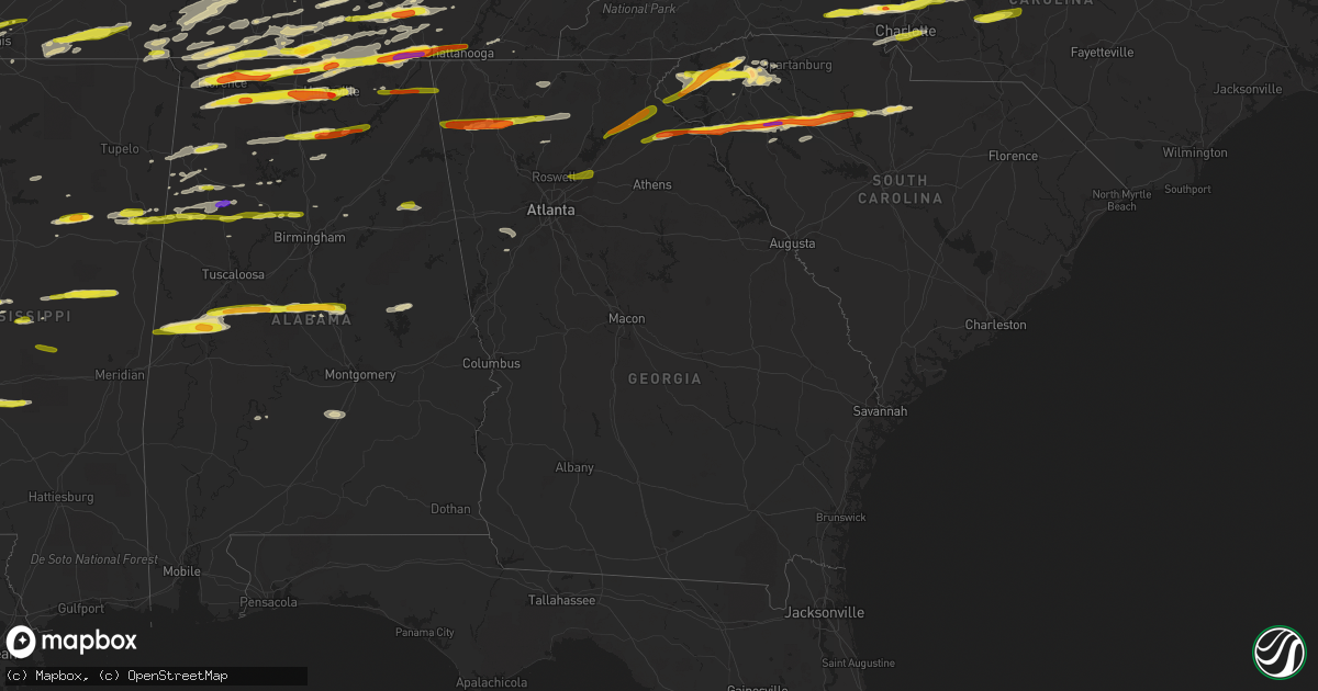 Hail map in Georgia on March 1, 2017