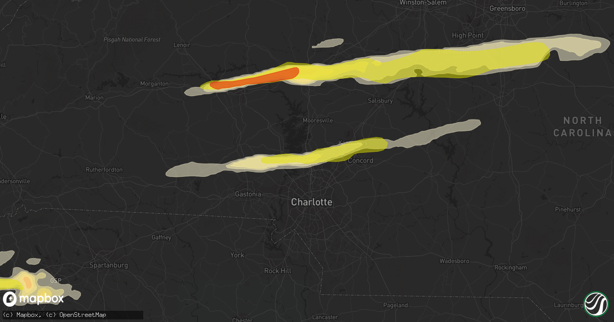 Hail map in Huntersville, NC on March 1, 2017