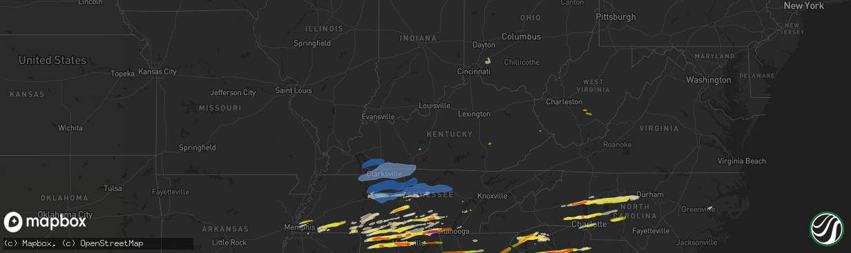 Hail map in Kentucky on March 1, 2017